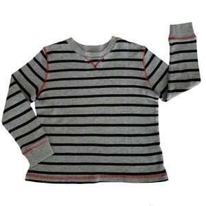 Cherokee Thermal Shirt Ribbed Knit Waffle Weave Stripes Black Gray Boys Size 5T